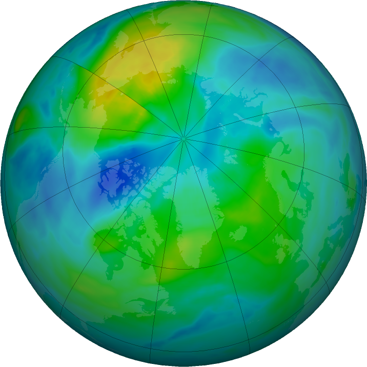 Arctic ozone map for 07 October 2022